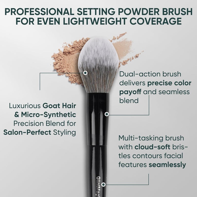 GlintMagic+ + Professional Powder Brush for Loose/Pressed Powder, Tapered Setting Powder Brush, Ultra-Soft Bristles Use for Blush & Bronzer Airbrush Finish, Mineral Makeup, Face Foundation&Contouring - Image 2